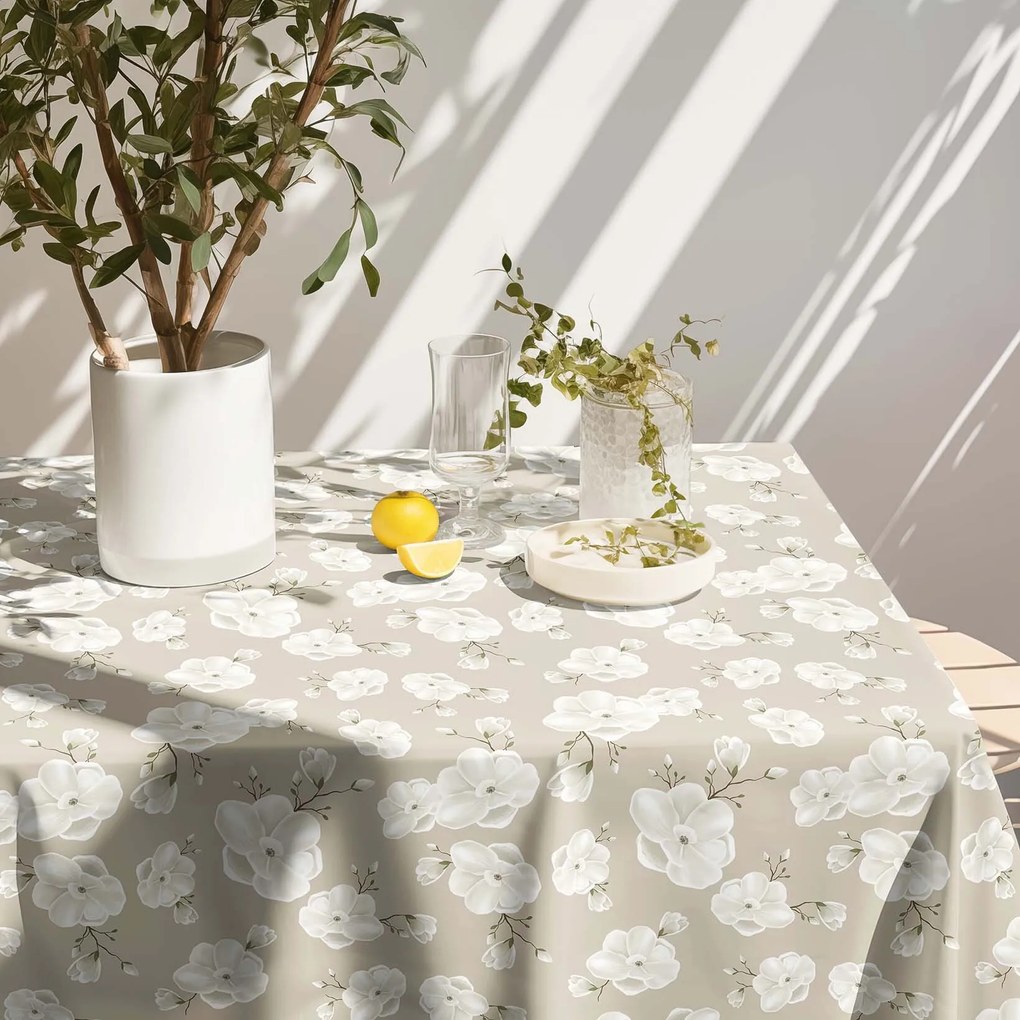 Goldea teflonos asztalterítő - fehér virágok 80 x 80 cm