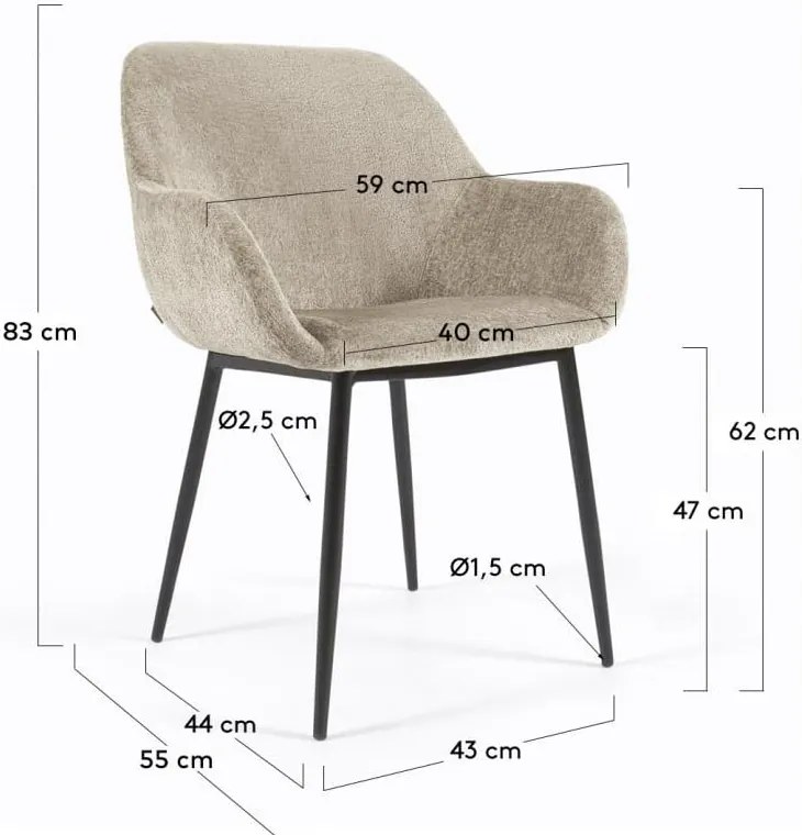 Bézs kárpitozott étkezőfotel Konna – Kave Home
