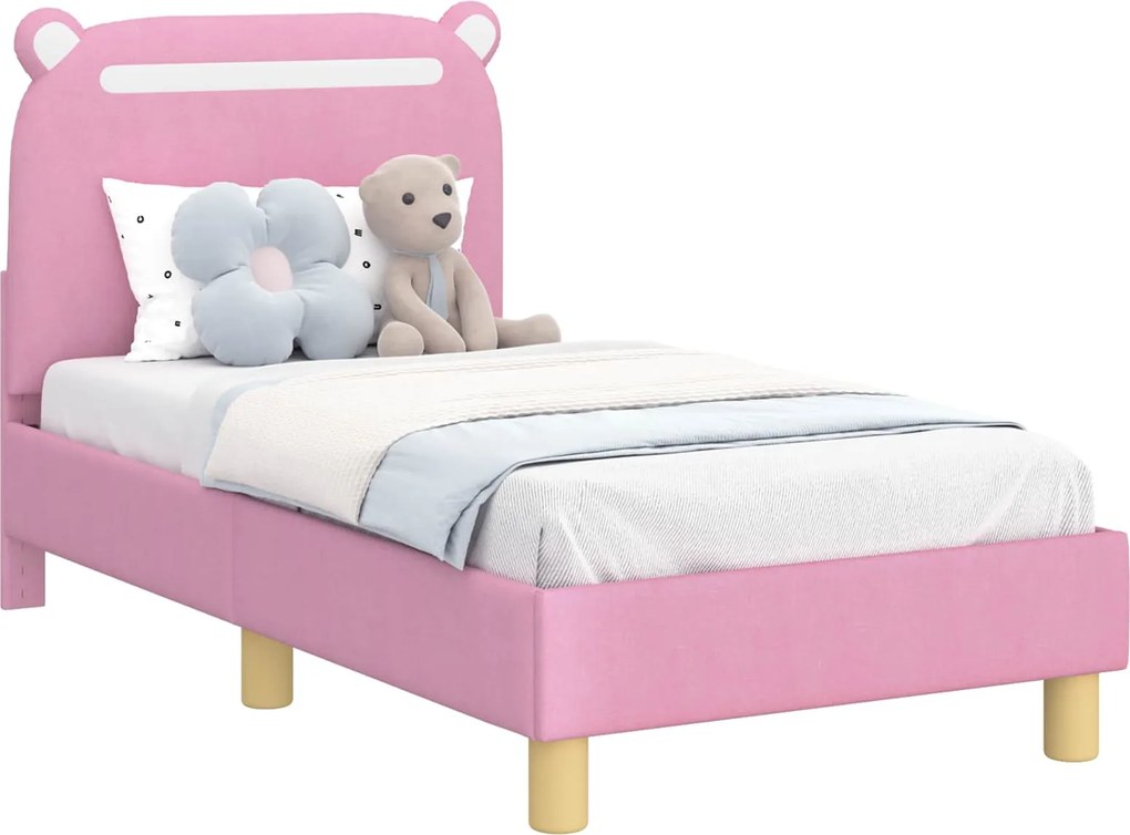 vidaXL Gyerekágy keret fejtámlával Rózsaszín 70 x 140 cm szövet