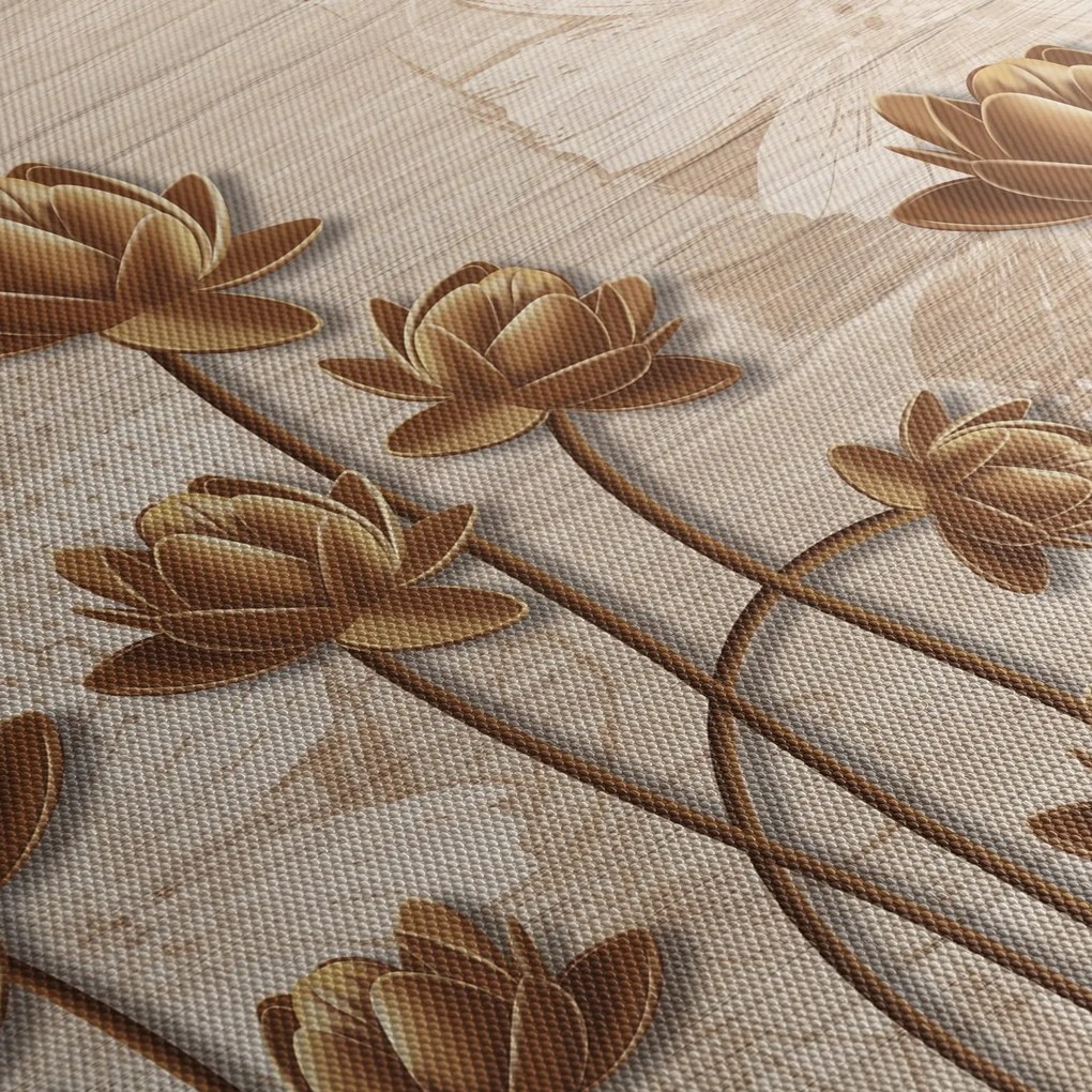 Absztrakció virágok képe - barna (120x50 cm)