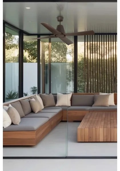 FARO 33490 - Mennyezeti ventilátor TYPHOON IP44 barna + távirányítás