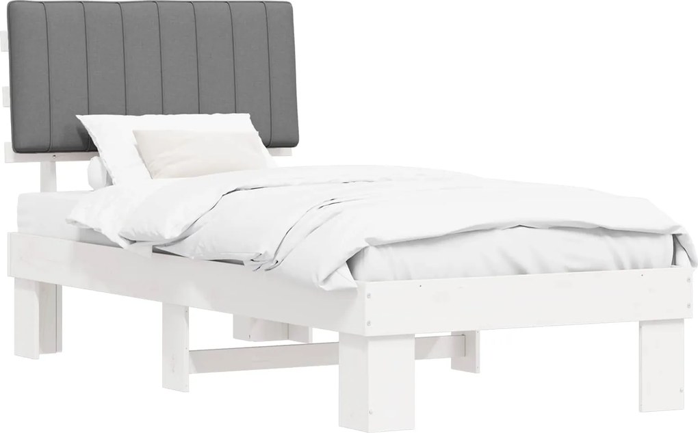 vidaXL Ágykeret Kárpitozott Fejtámlával Világosszürke 90 x 200 cm