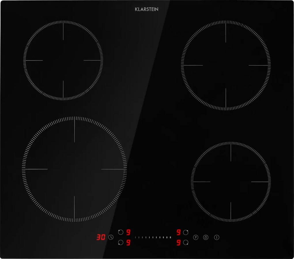 Klarstein Virtuosa EcoAdapt, indukciós főzőlap, 7200 W, 4 zóna, üveg, fekete