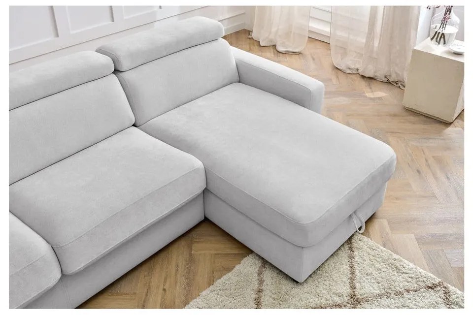 Világosszürke kinyitható sarokkanapé (variálható) Monaco – Bobochic Paris