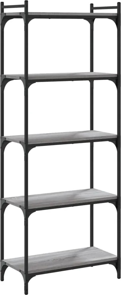 vidaXL 5 szintes szürke sonoma szerelt fa könyvespolc 60 x 30 x 120 cm