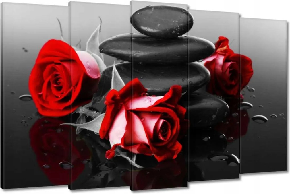 Vászonkép 150x95 Vörös rózsák Kövek