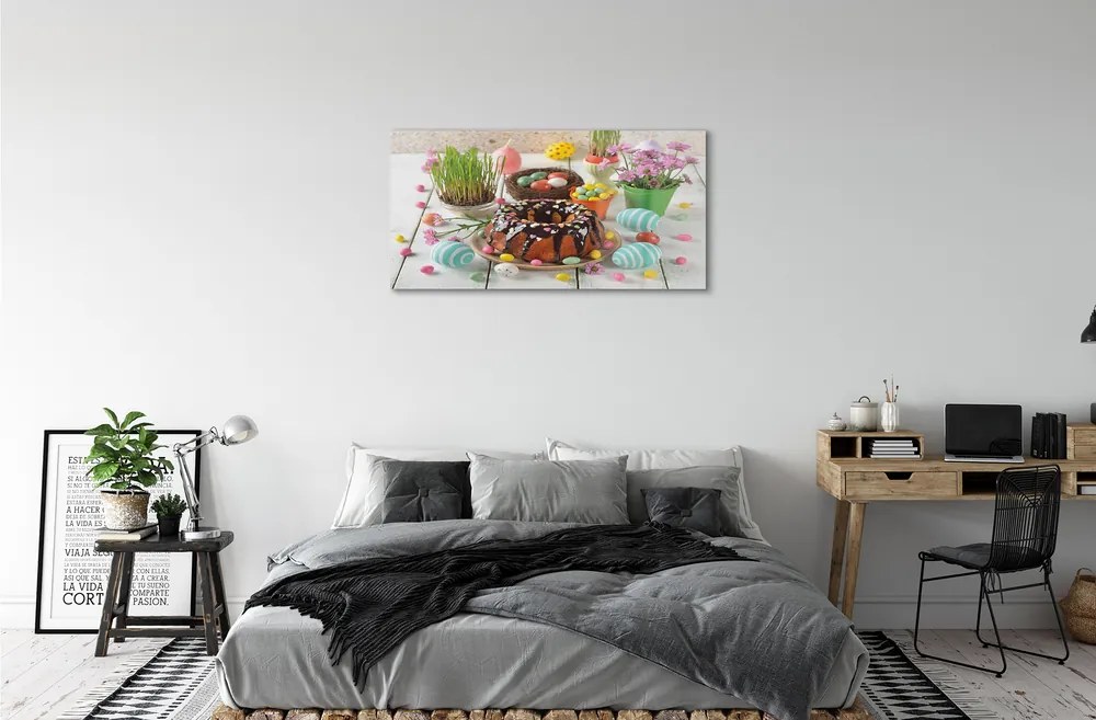 Akrilkép Tojás torta virág 140x70 cm 4 fogas