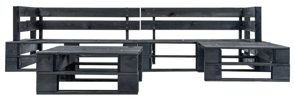 vidaXL 4 részes fekete fa kerti raklap-ülőgarnitúra