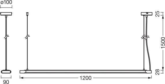 Osram-LED Fényerőszabályozható kábeles függeszték OFFICE LINE LED/40W/230V 4000K 120 cm fekete