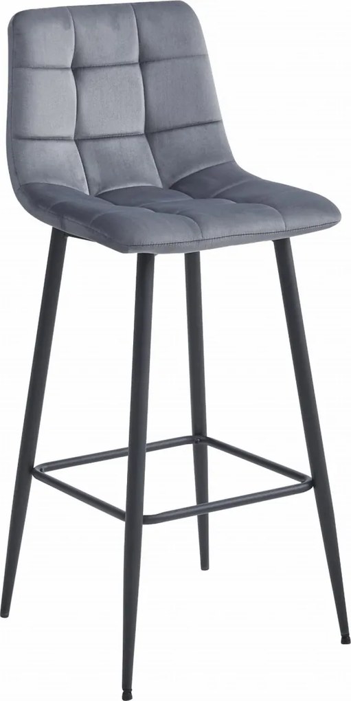 Bárszék fekete lábakkal ARCETO VELVET, sötétszürke