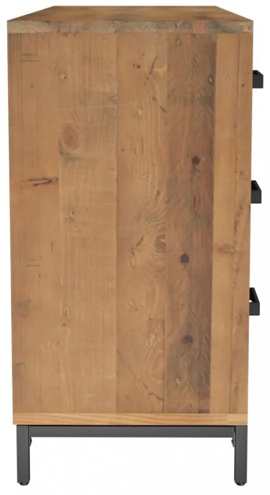 barna tömör újrahasznosított fenyőfa tálalószekrény 110x35x70cm