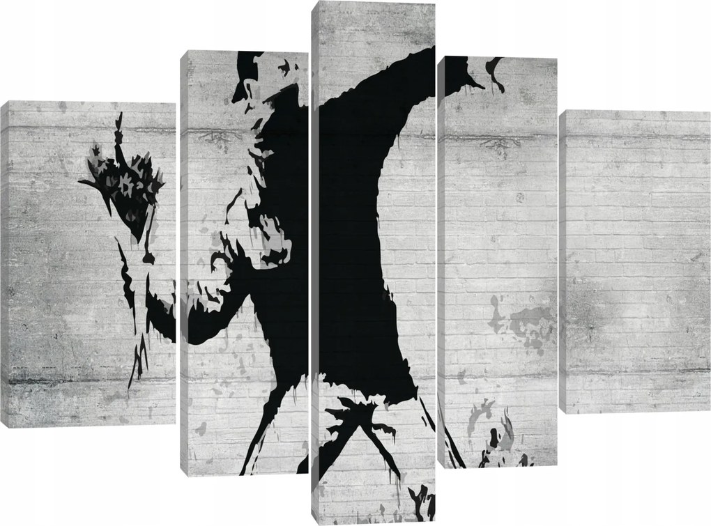 Banksy Vászonkép 5 Részes Nagy Pentaptika Szett Vászon Falra 170x100