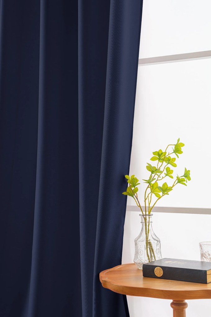 Függöny OXFORD LIGHT 140x250 cm, sötétkék Felfüggesztés: Fém gyűrűk