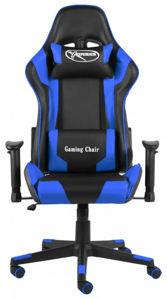 kék PVC forgó gamer szék