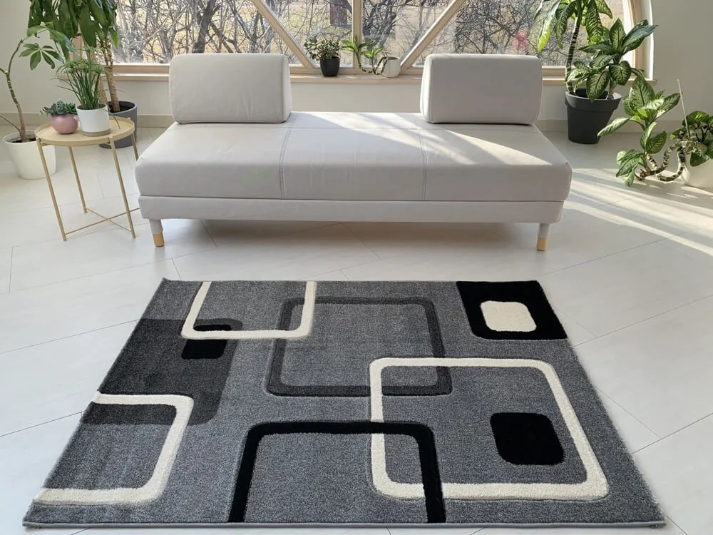 Karizma koczka mintás Szürke Fekete 84 (grey-black) szőnyeg 200x290