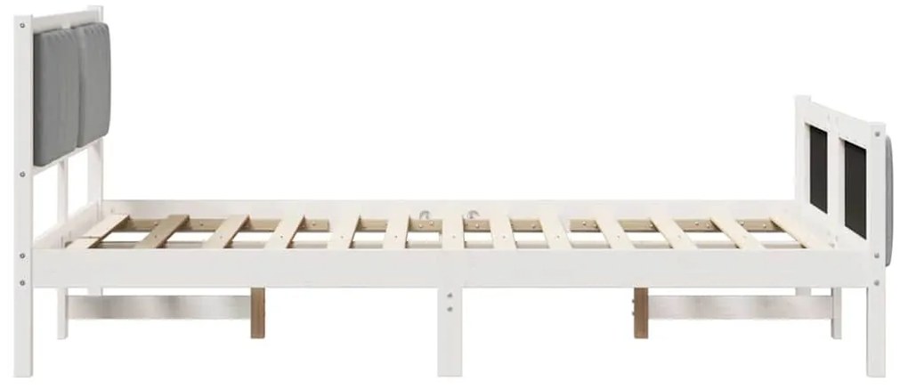 Ágykeret Fehér és világosszürke 120 x 190 cm Tömör fenyőfa