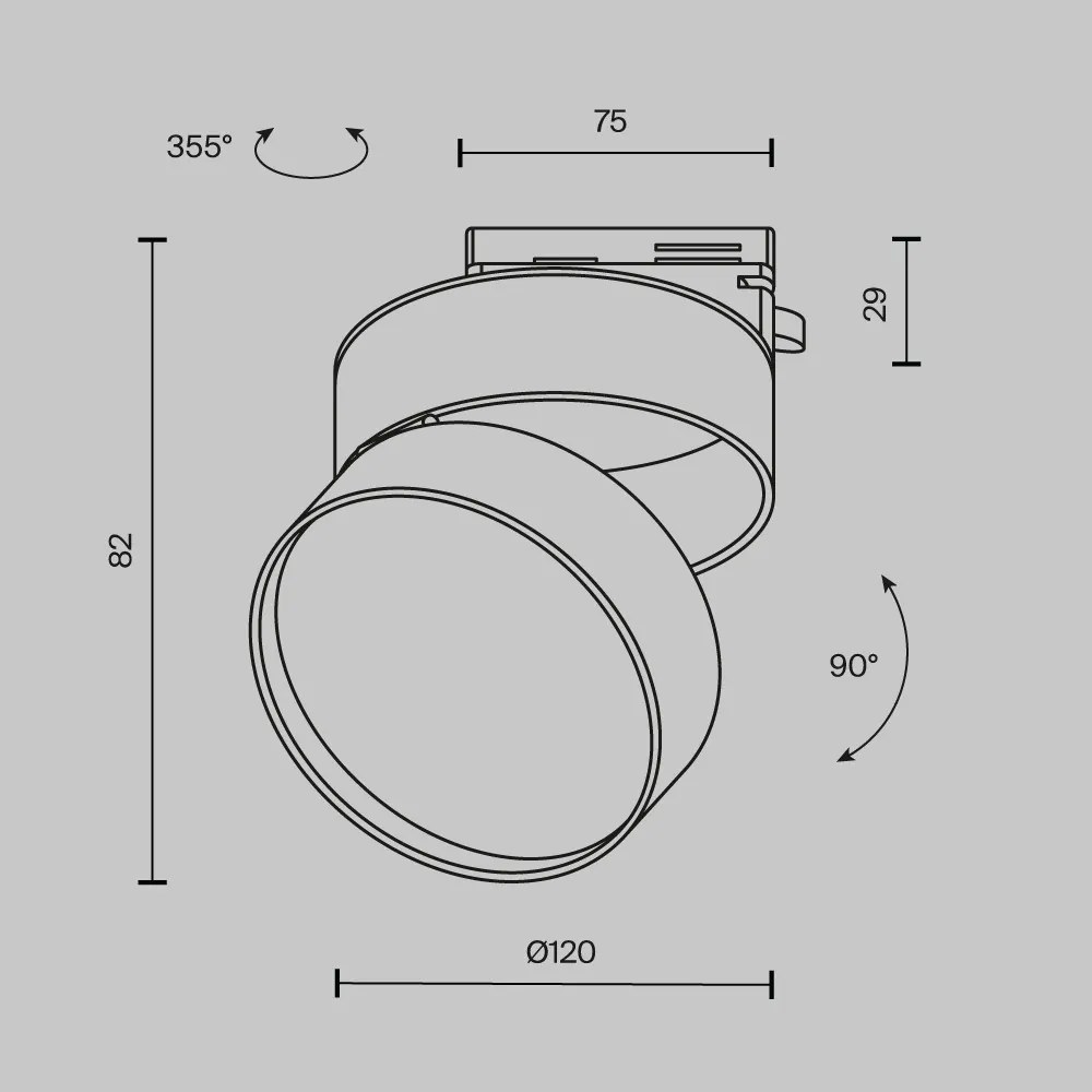 TR007-1-18W3K-B-1 ONDA Alumínium Sín lámpafej Fekete Színű LED 18 W 3000 Kelvin 1370 Lumen IP20