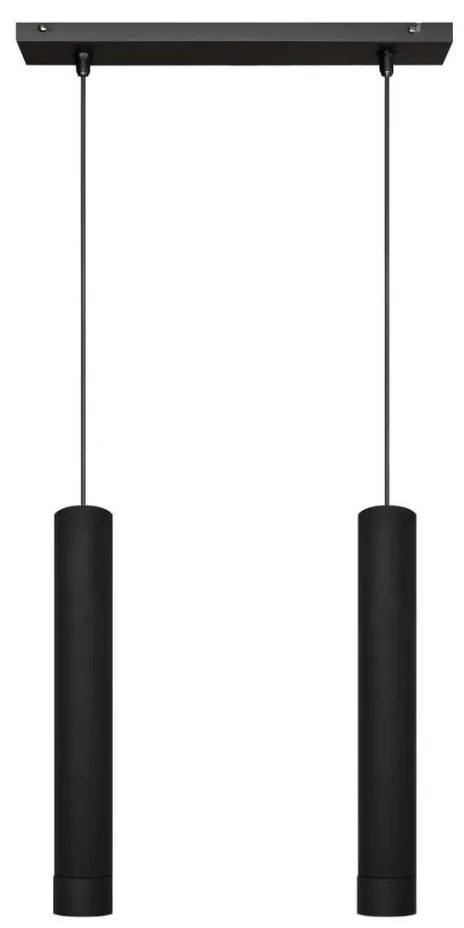 LED Csillár zsinóron TUBA 2xGU10/4,8W/230V fekete