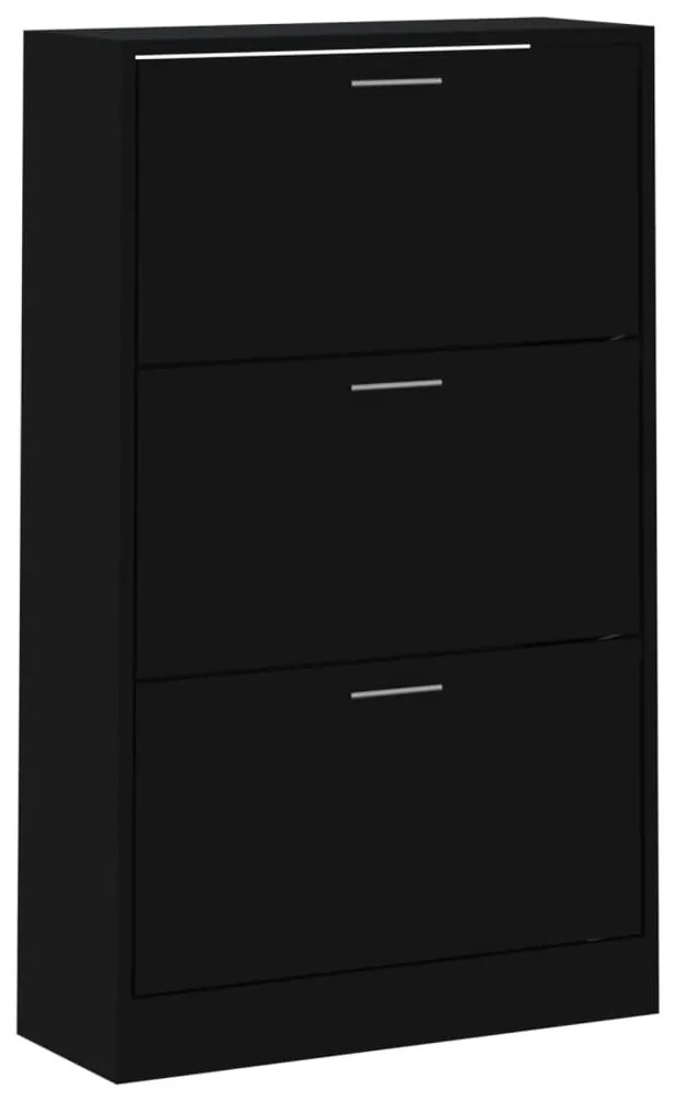 fekete szerelt fa cipősszekrény 63x24x103 cm