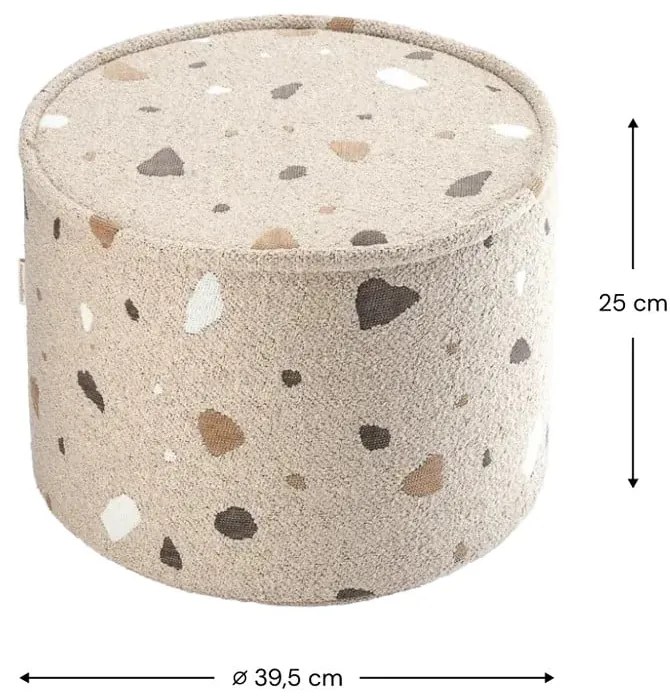 Világosbarna buklé-zsenília gyerek puff Terrazzo – Wigiwama