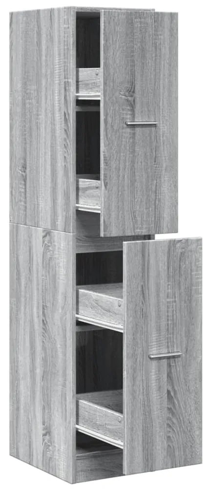 szürke sonoma színű szerelt fa patikaszekrény 30x41x144,5 cm