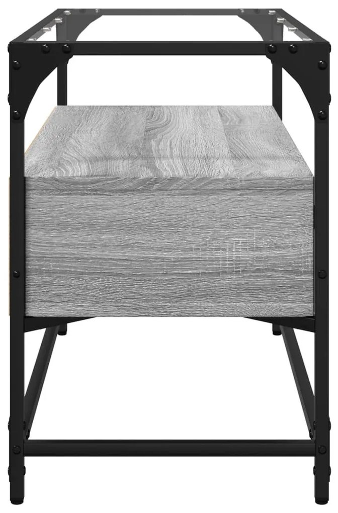 szürke sonoma szerelt fa TV-szekrény üveglappal 80 x 35 x 51 cm