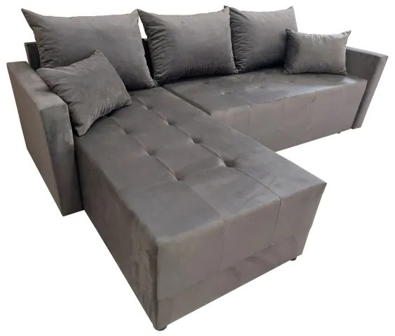 Univerzális, L-alakú, kihúzható sarokülőgarnitúra DUBLIN, szürke