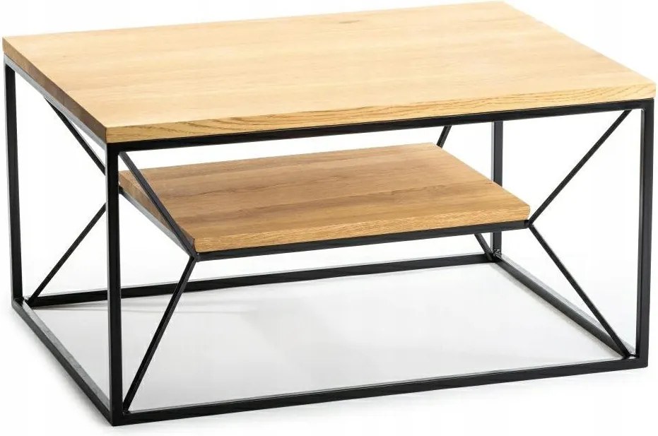 Fa dohányzóasztal pad fém váz 80cm