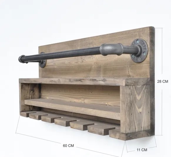 Konyhai fali polc BORU 28x60 cm luc/fenyő