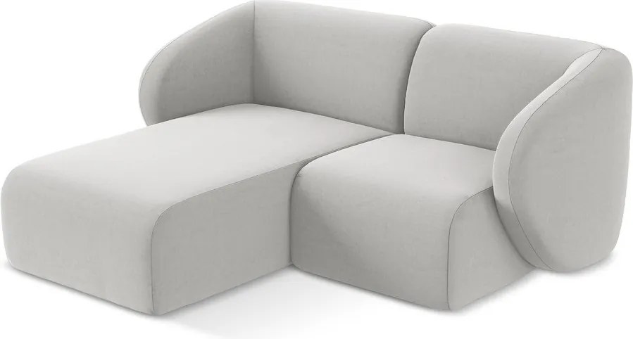 Világosszürke bársony sarokkanapé (bal oldali-heverő résszel) Lani – Makamii