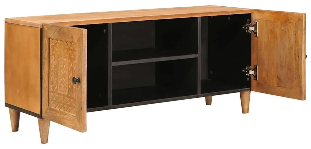 TV szekrény ajtóval Világosbarna 105 x 33 x 46 cm tömör mangófa