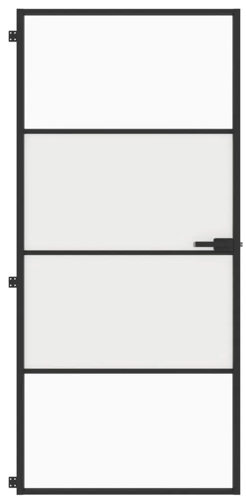Fekete edzett üveg és alumínium vékony beltéri ajtó 93x201,5 cm
