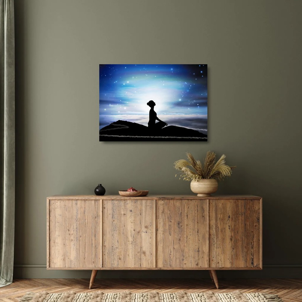 Meditáló nő képe (üvegen) (70x50 cm)