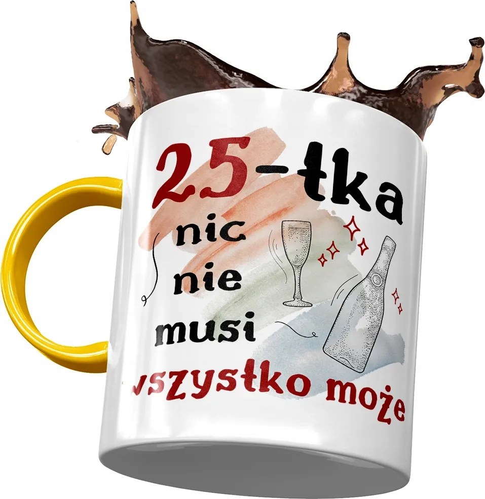 Sárga Bögre Születésnapra 25 25-es 25-ös Ajándék Nyomtatott Fotóval