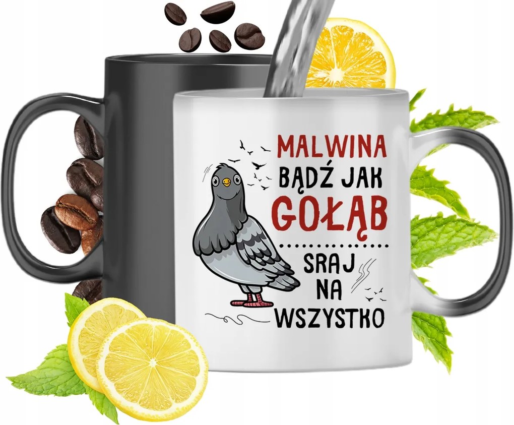 Mágikus Bögre Malvina Fekete Matt Nyomtatott Fotóval 330ml