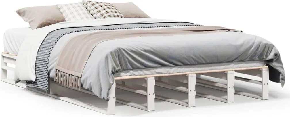 vidaXL fehér tömör fenyőfa ágy matrac nélkül 160 x 200 cm