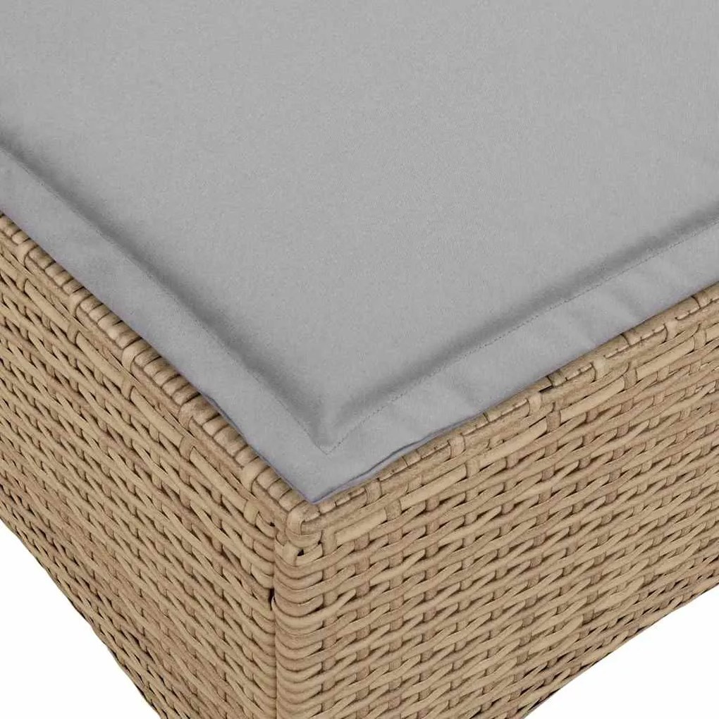 2 db bézs polirattan kerti székek párnákkal 55x55x36 cm