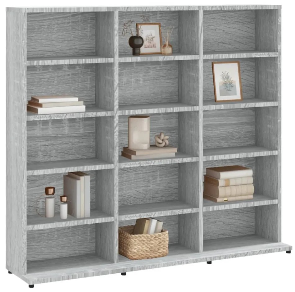 szürke sonoma színű szerelt fa CD-szekrény 100 x 23 x 89,5 cm