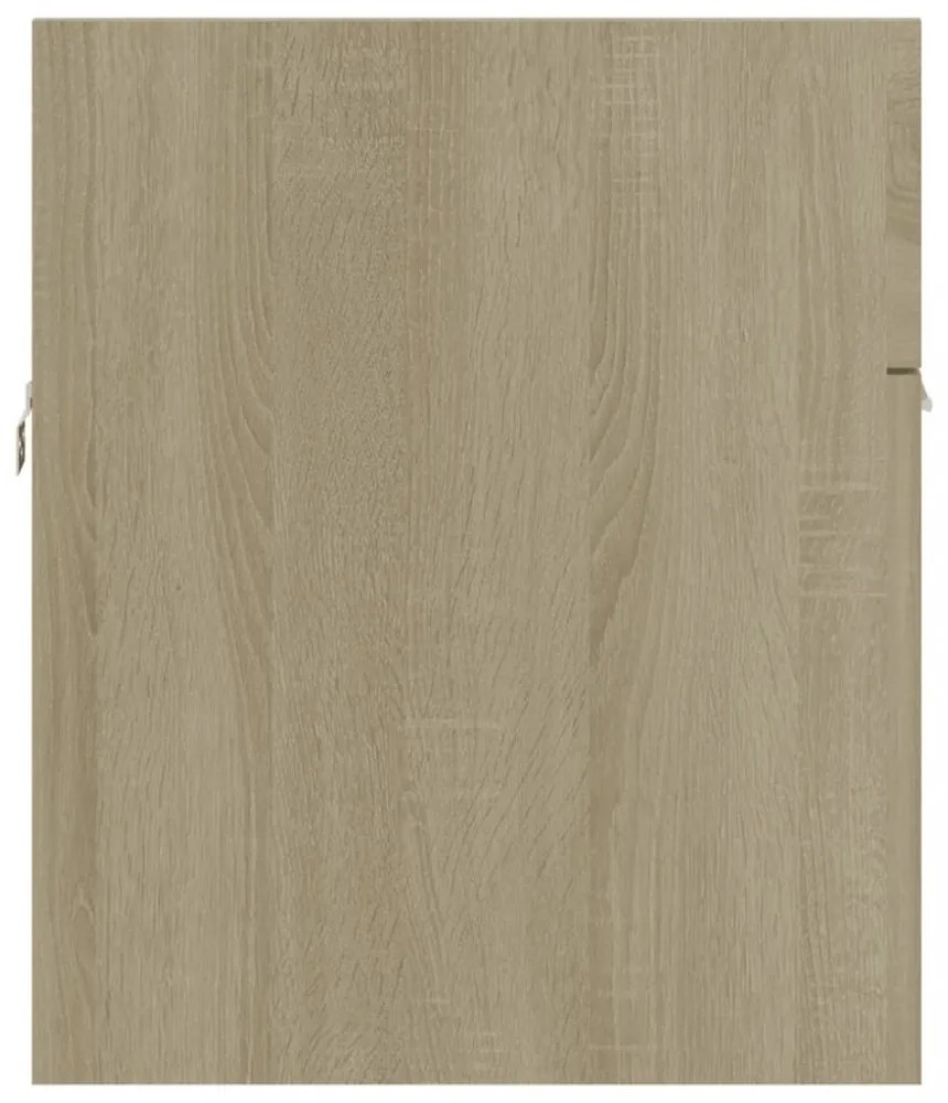 tölgyszínű szerelt fa mosdószekrény beépített mosdókagylóval