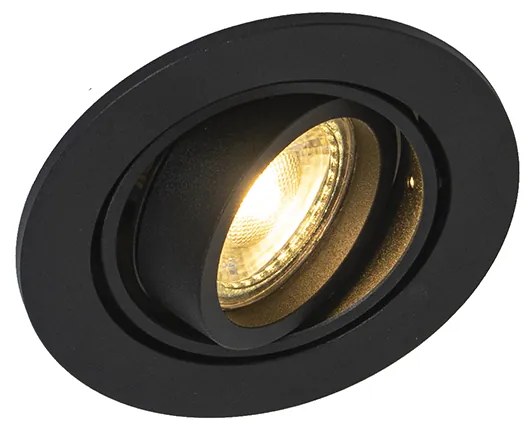 6 darabos modern, süllyesztett, dönthető fekete spotlámpa szett - Club