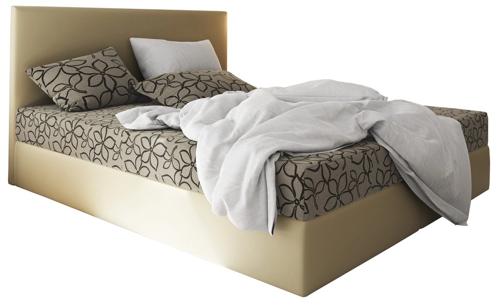 Franciaágy  Boxspring 160 cm Lilac Comfort (minta + bézs) (matraccal és tárolóhellyel). 1056076