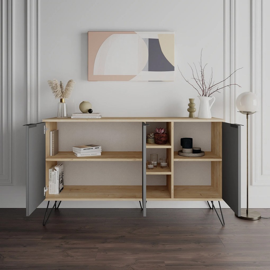 Konzolasztal Clara Console - Oak, Antracit