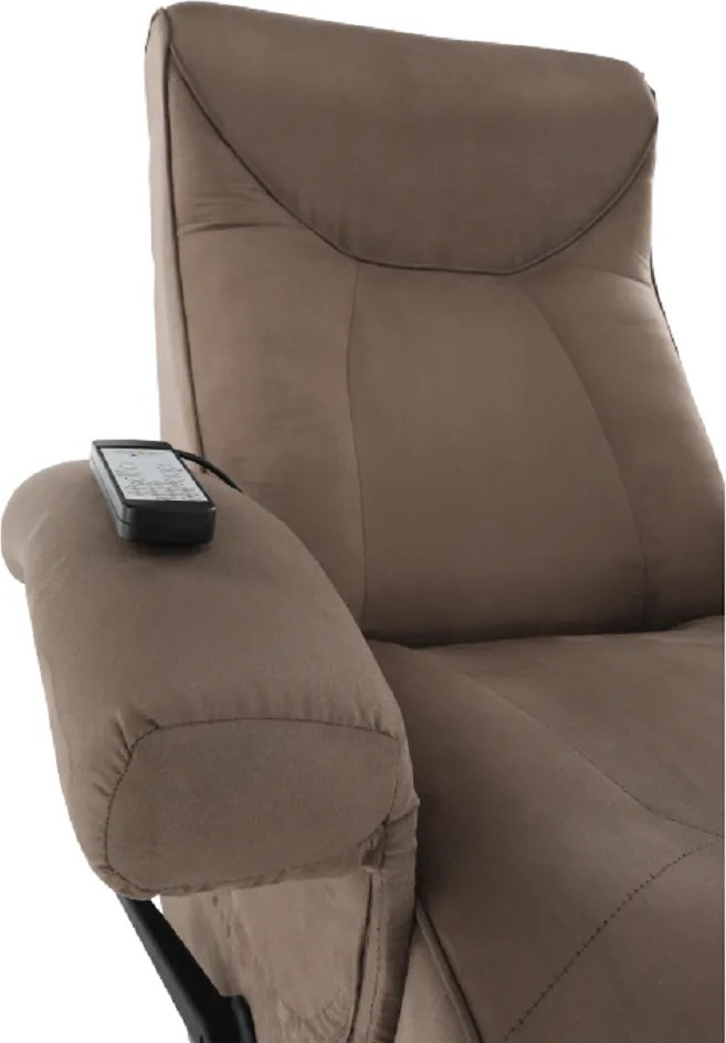 Mechanikusan állítható pihenő fotel, szürkés barna textil, SUAREZ