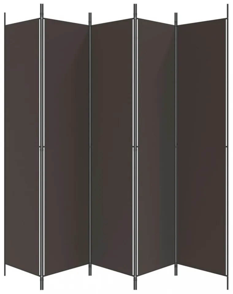 5 paneles barna szövet paraván 250 x 220 cm
