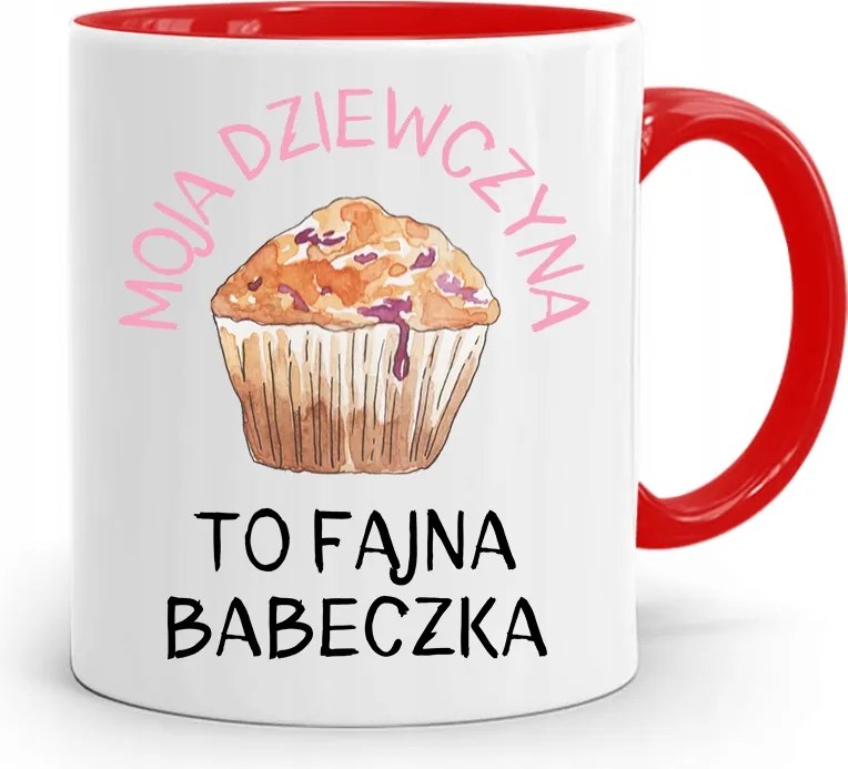 Piros Bögre Lányoknak Cool Muffin nyomott mintával, fényképpel