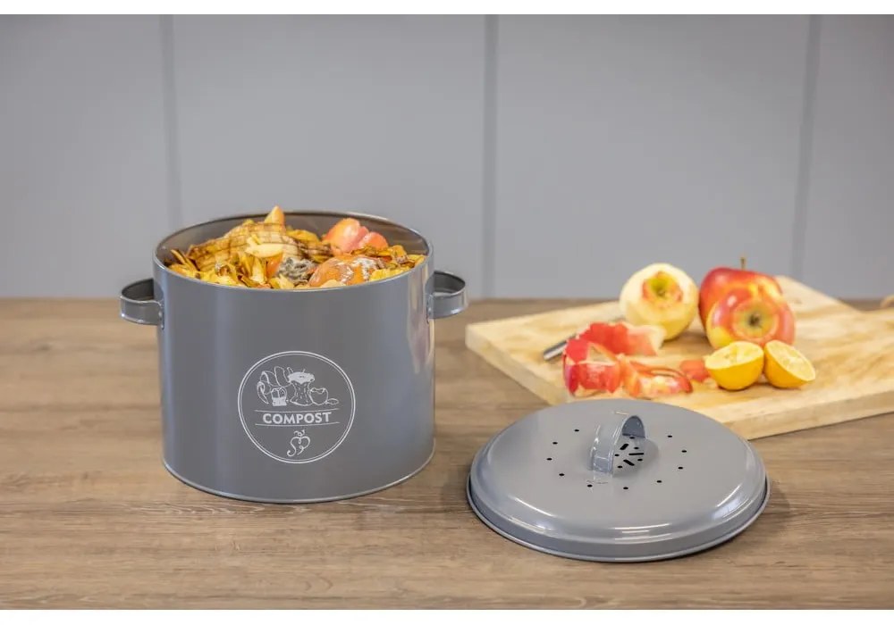 Szürke komposztálható hulladék gyűjtő 6,3 l Secret Du Potager – Esschert Design
