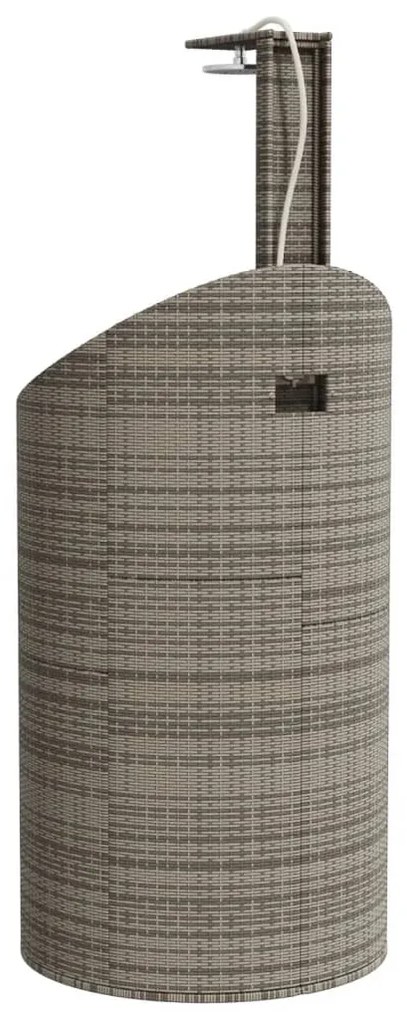 szürke polyrattan és akácfa kültéri zuhanyzó 100x100x241,5 cm