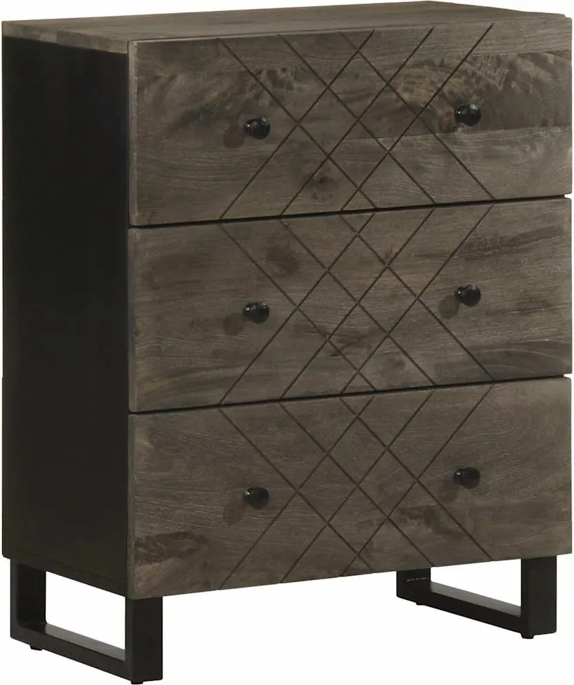 vidaXL Sideboard Fekete 60x33x75 cm tömörfa Mango