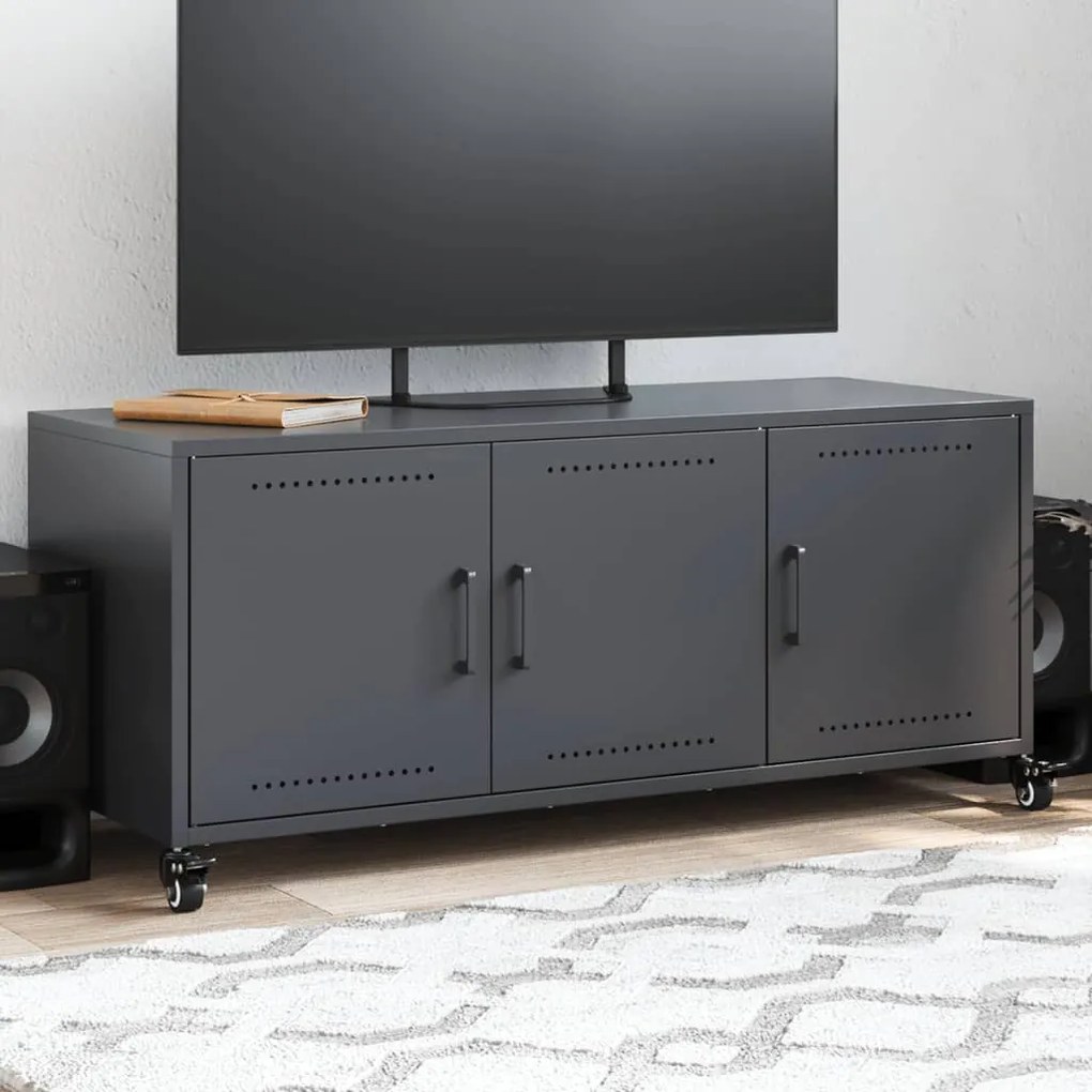 antracitszürke acél TV-szekrény 100,5 x 39 x 43,5 cm