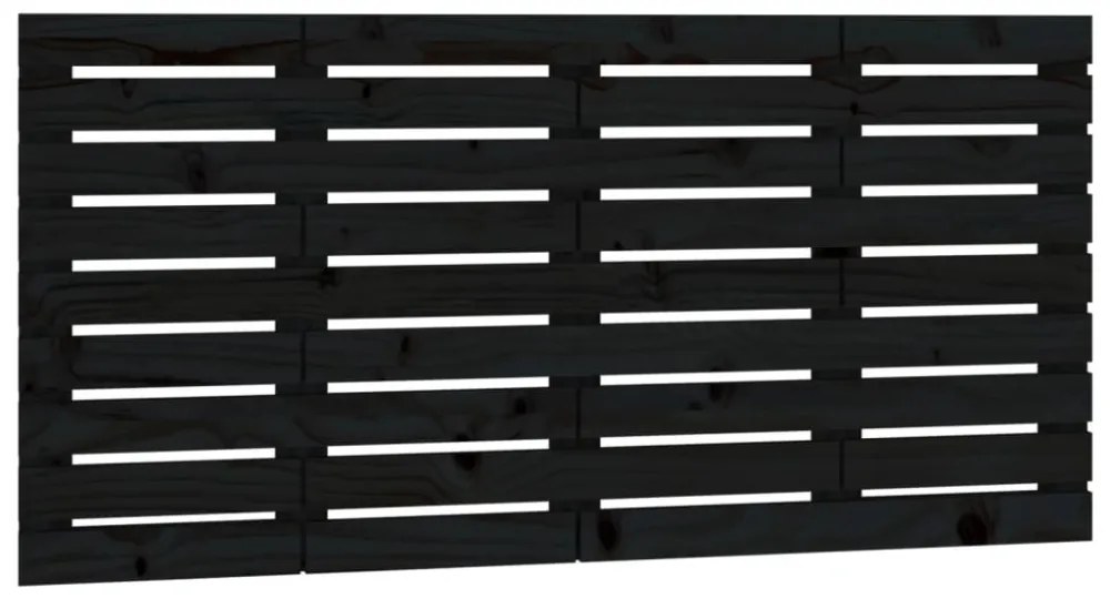 fekete tömör fenyőfa fali fejtámla 146x3x63 cm